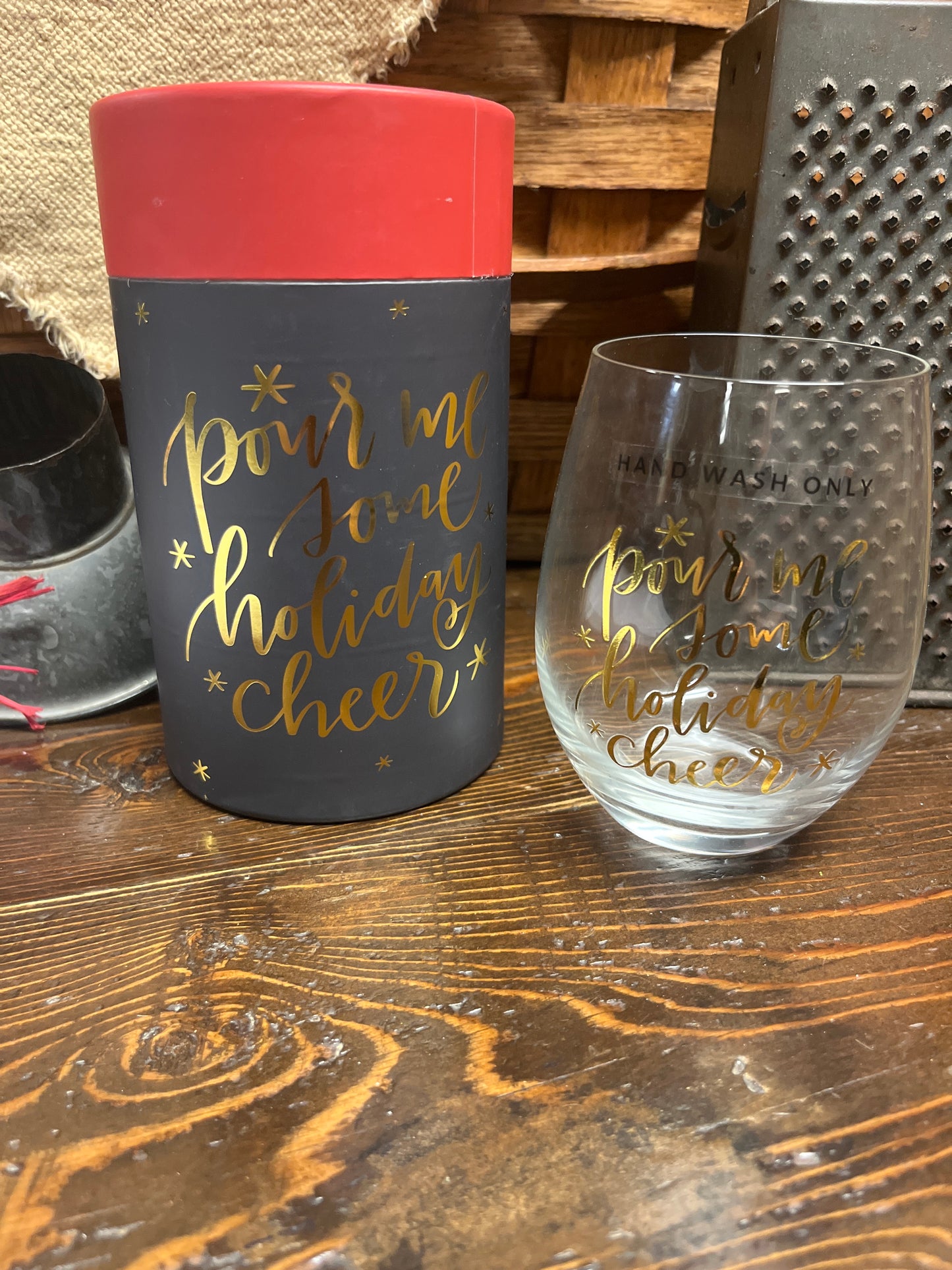 Pour Me Some Holiday Cheer wine glass