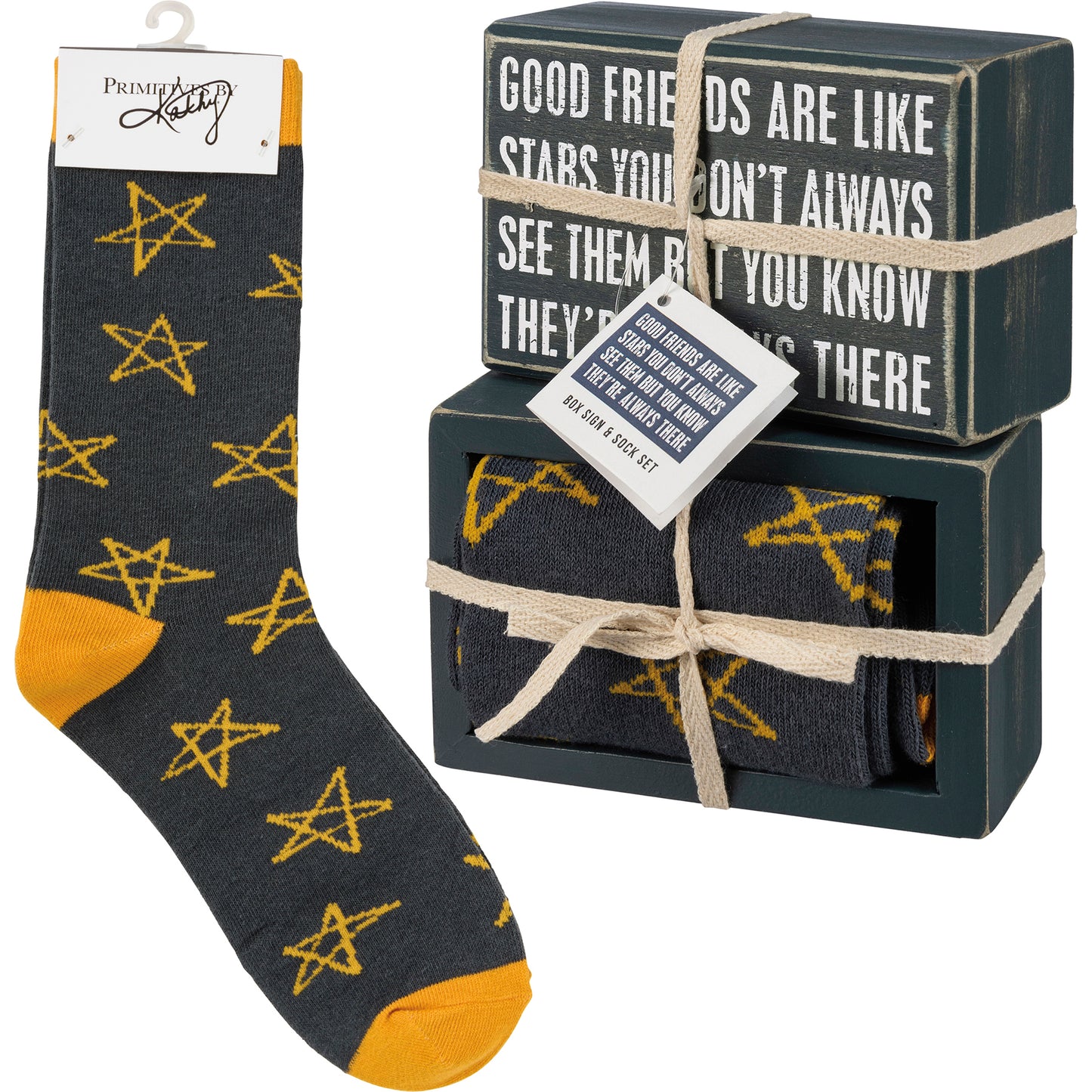 Good Friends Are Like Stars Box Sign And Sock Set