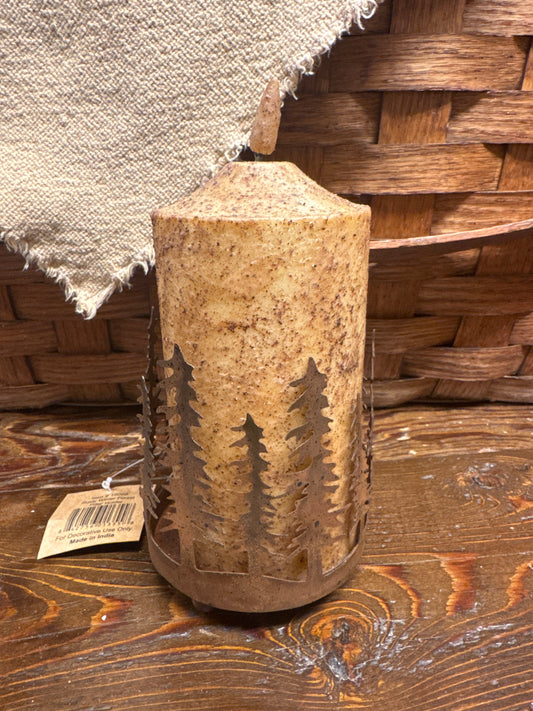 Rusty Winter Forest Pillar Holder