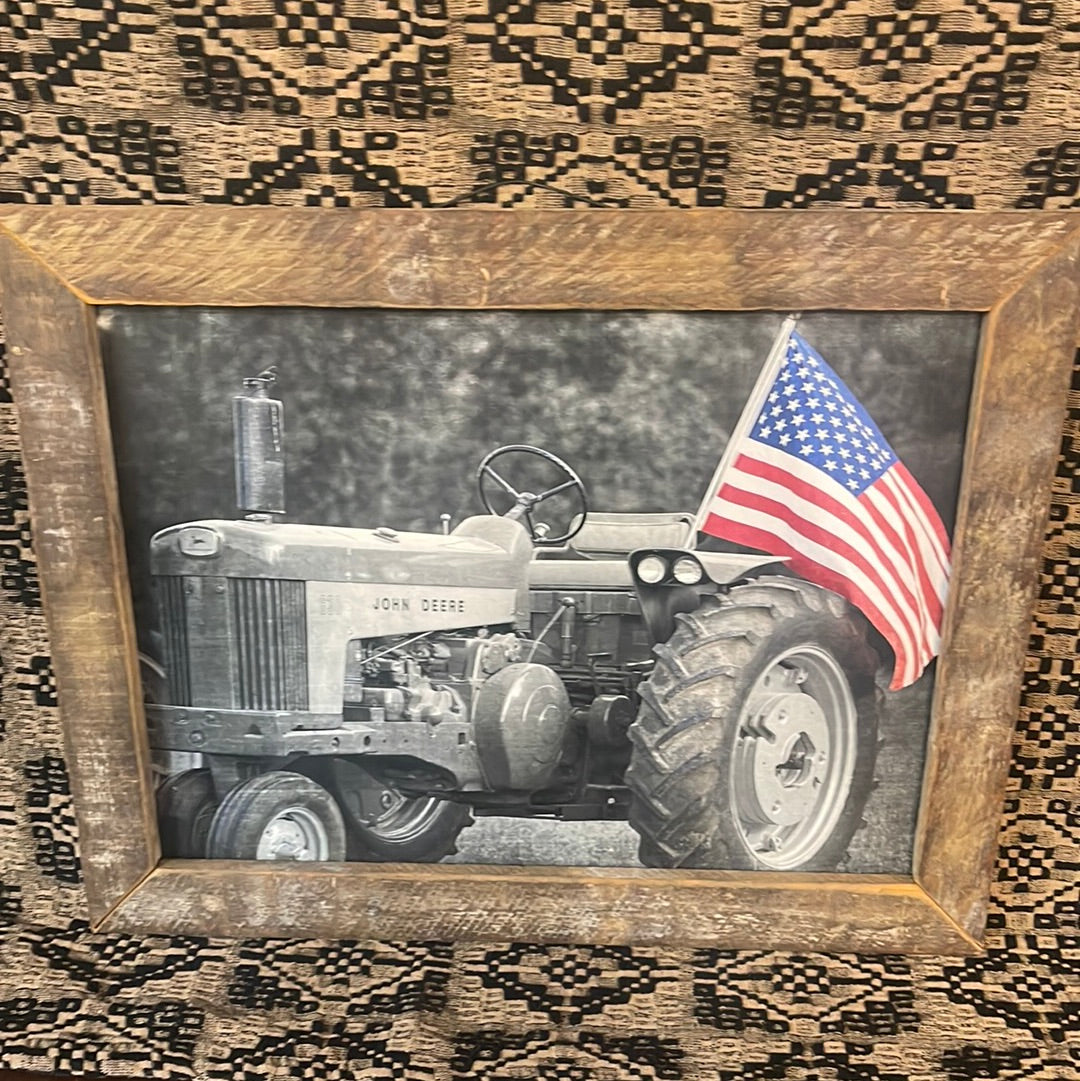 JanMicheals Art John Deere with Flag