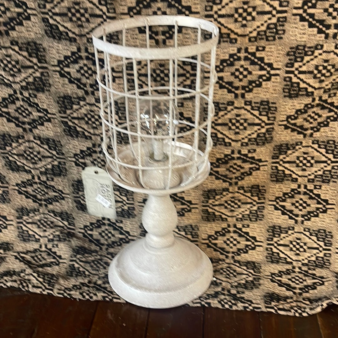 White Pedestal Basket LED Light