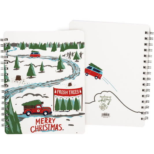 Truck And Tree Merry Christmas Spiral Notebook
