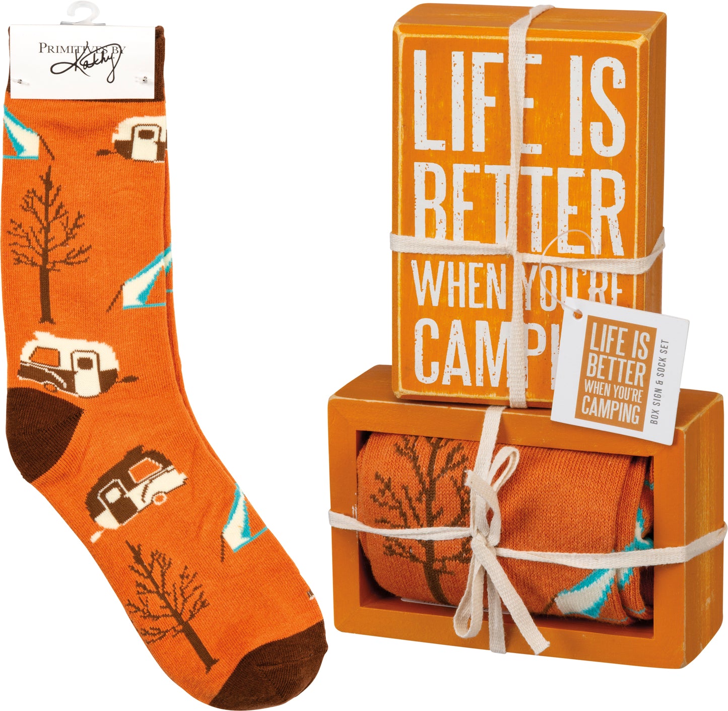 Life Is Better Camping Box Sign And Sock Set