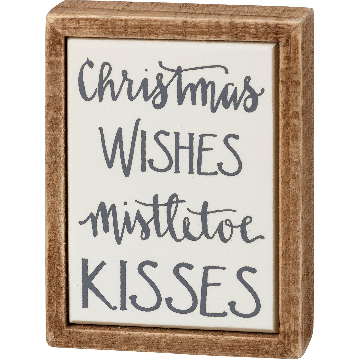 Box Sign Mini - Christmas Wishes Mistletoe Kisses