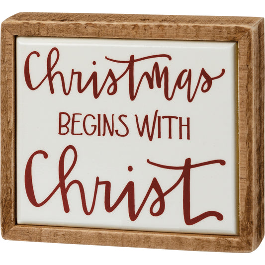 Box Sign Mini - Christmas Begins With Christ