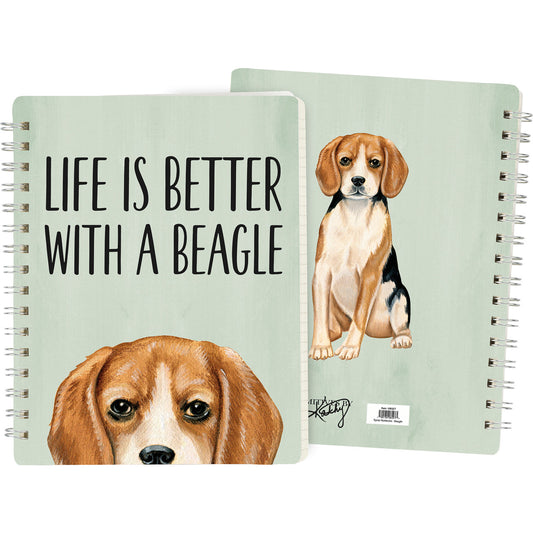 Double Sided Spiral Notebook - Dog Lover Life Is Better With A Beagle (120 Lined Pages)