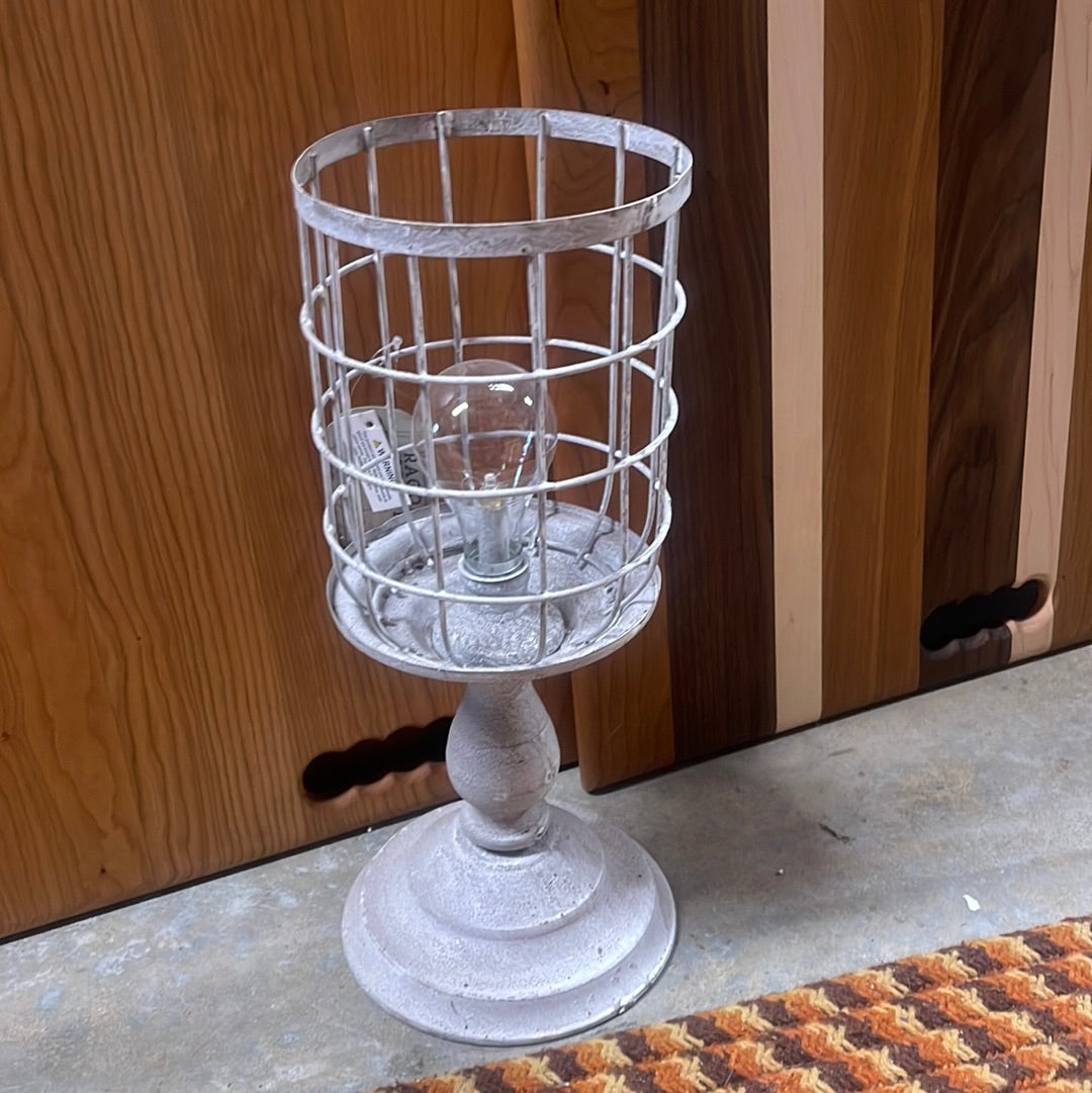 White Pedestal Basket Led Light