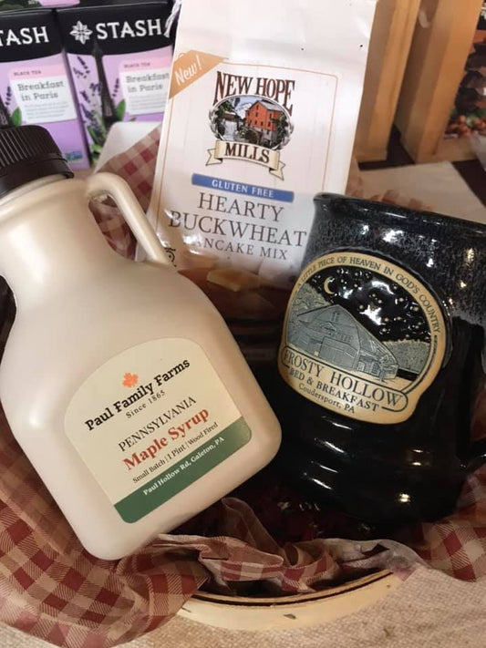 $55 Gift Basket - Mug, Maple Syrup, Pancake mix, coffee and tea