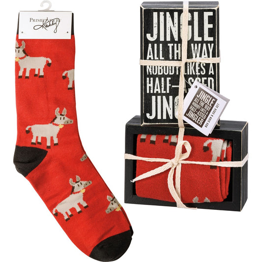 Box Sign & Sock Set - Jingle All The Way